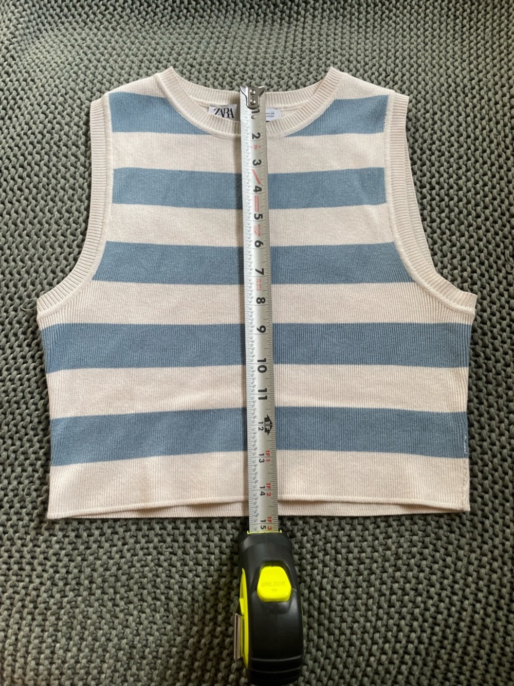Zara Striped Sleeveless Knit Crop Top - Picture 5 of 6